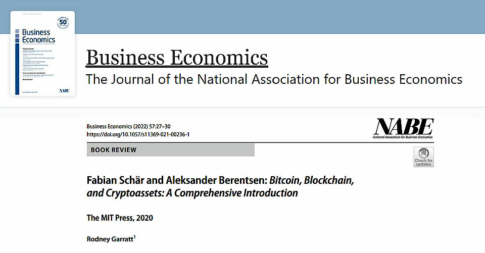 Fabian Schär and Aleksander Berentsen: Bitcoin, Blockchain, and Cryptoassets: A Comprehensive Introduction